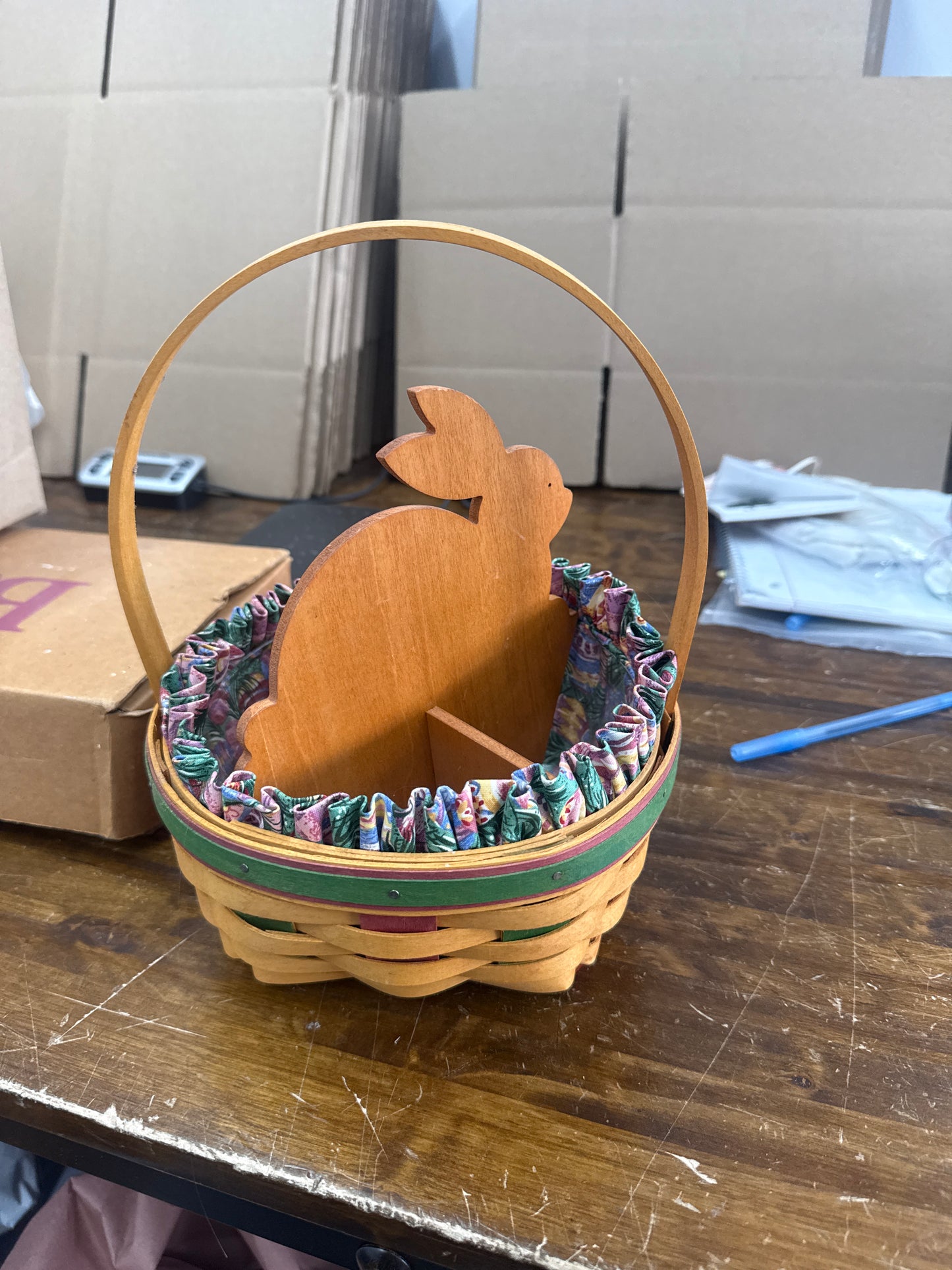 Longaberger 1999 Easter basket with liner, protector, and bunny divider