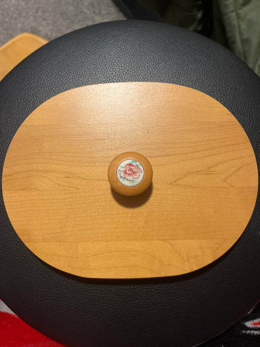 Longaberger 8x6 Oval Basket Lid – Floral Ceramic Knob