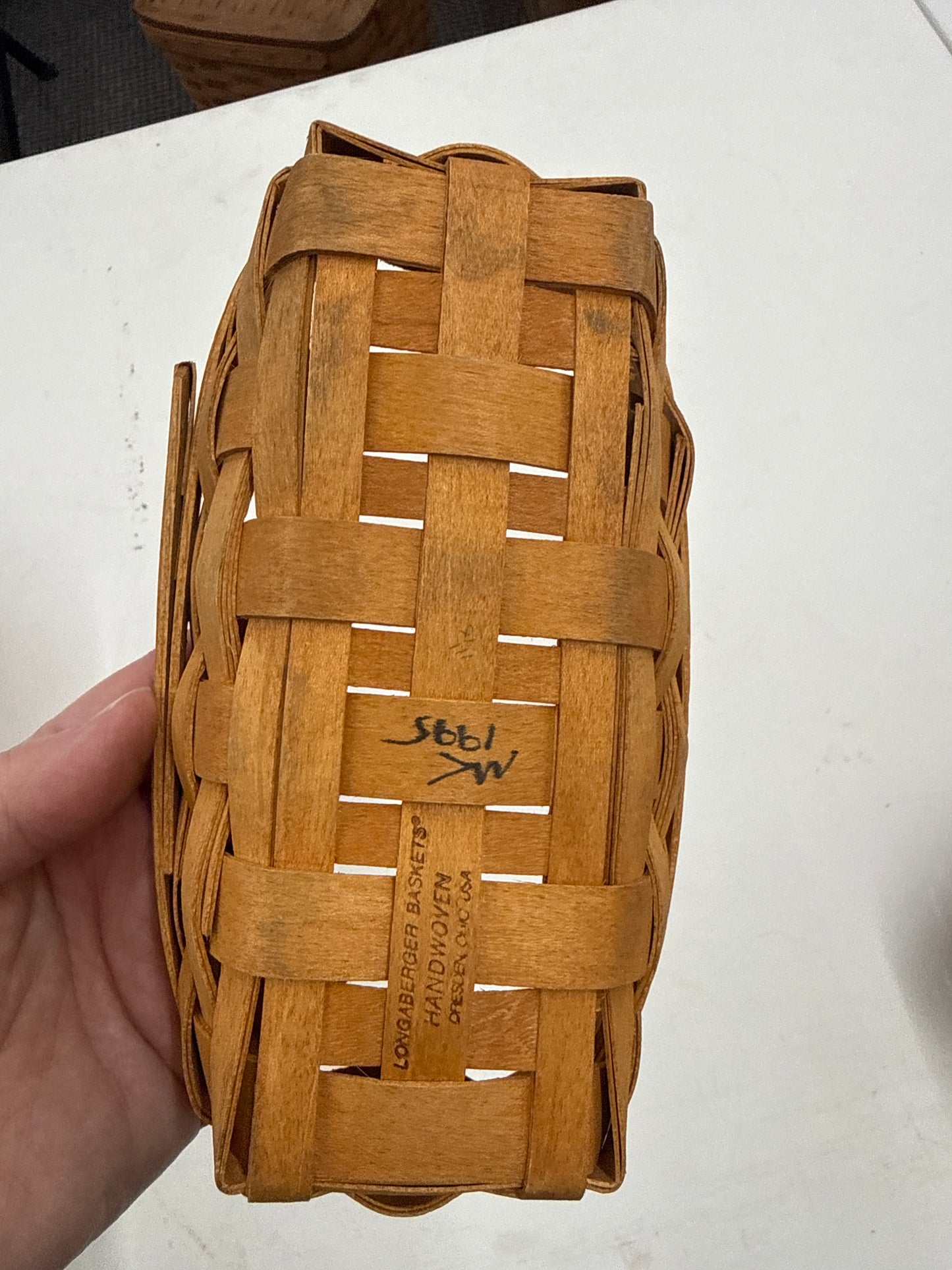 Longaberger lavender basket-handles are stiff