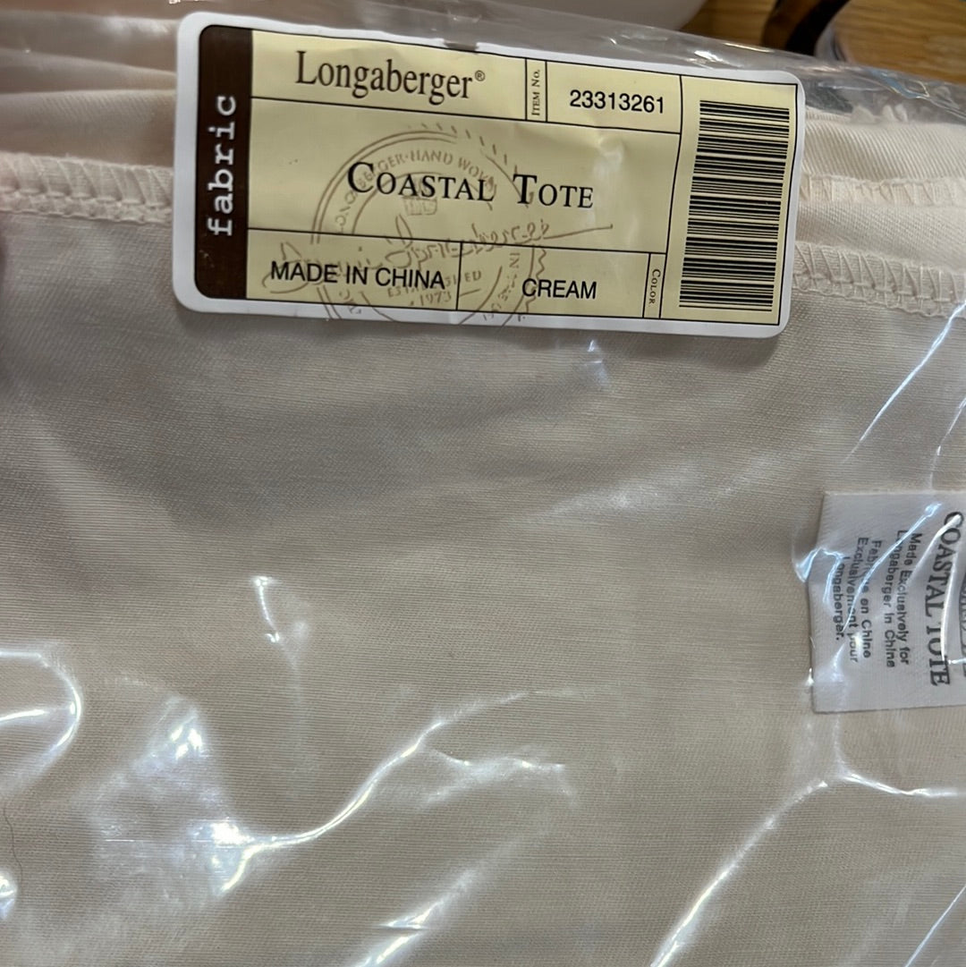 Longaberger coastal tote liner in cream