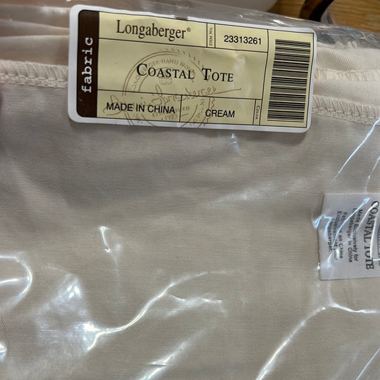 Longaberger coastal tote liner in cream