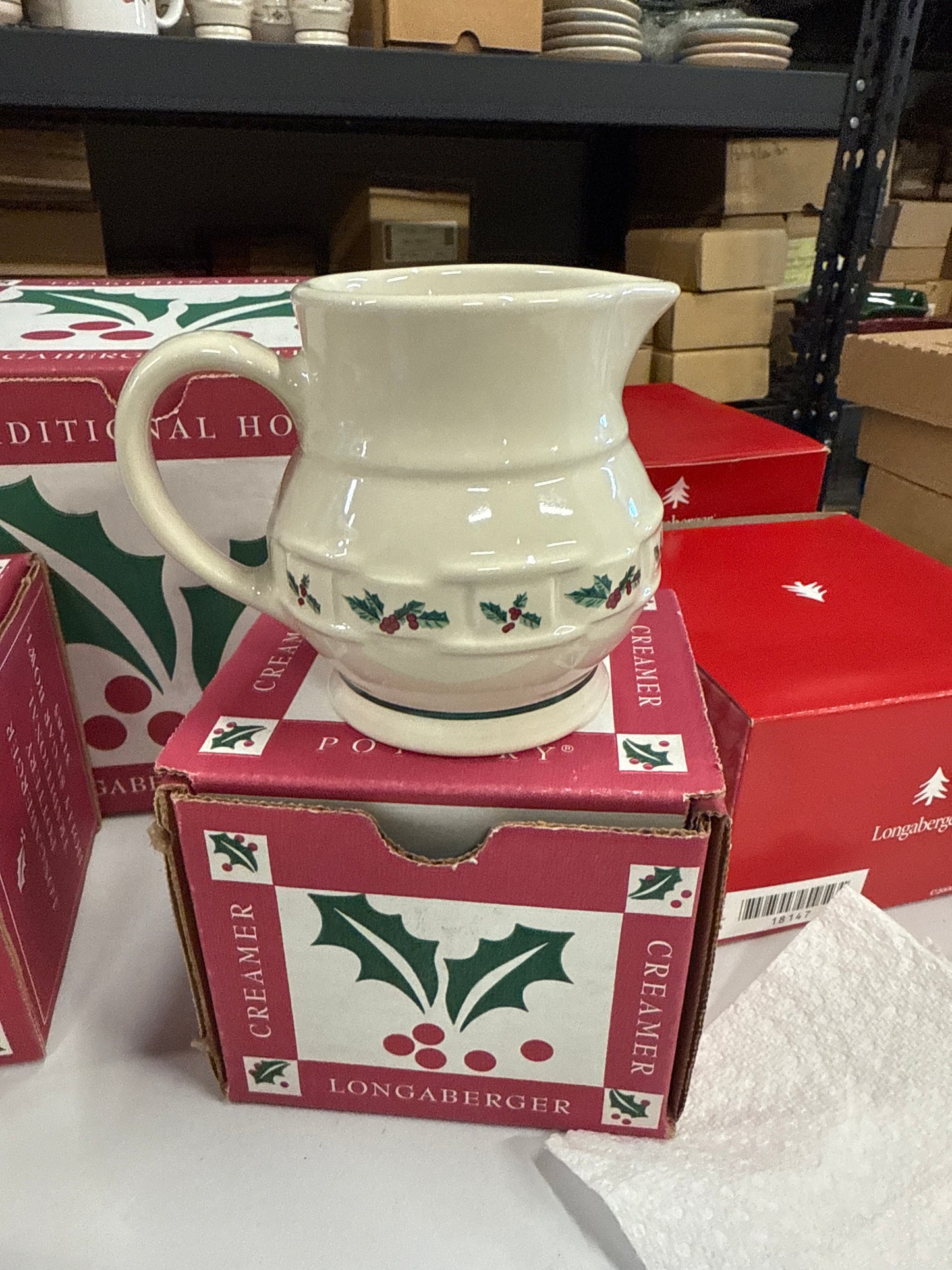 Longaberger creamer in Holly