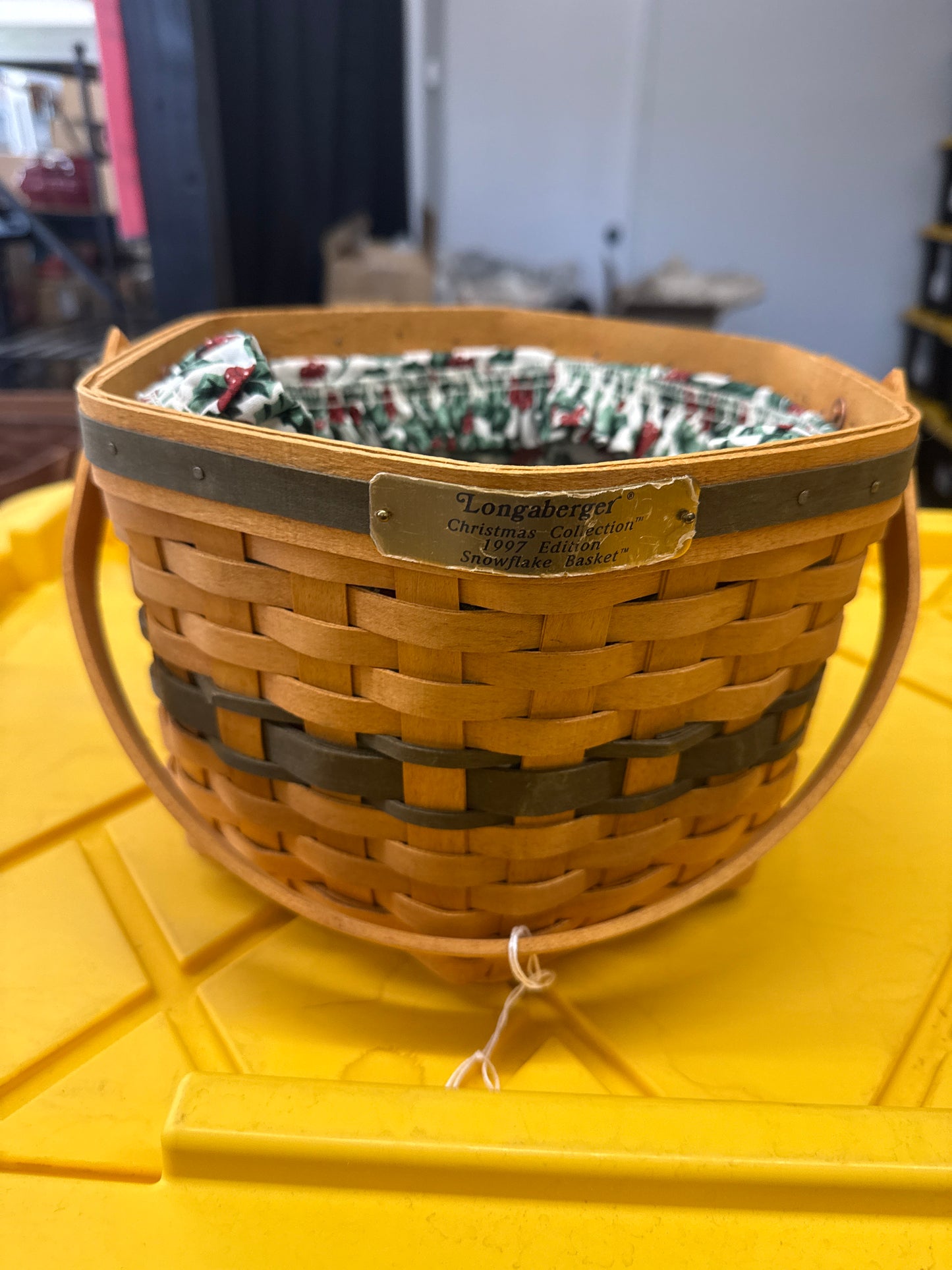 Longaberger snowflake basket with liner and protector