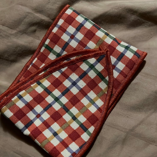 Longaberger handle tie in cherry red plaid