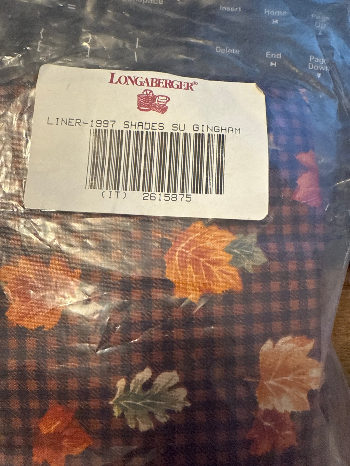 Longaberger 1997 Shades stand up liner in fall gingham liner