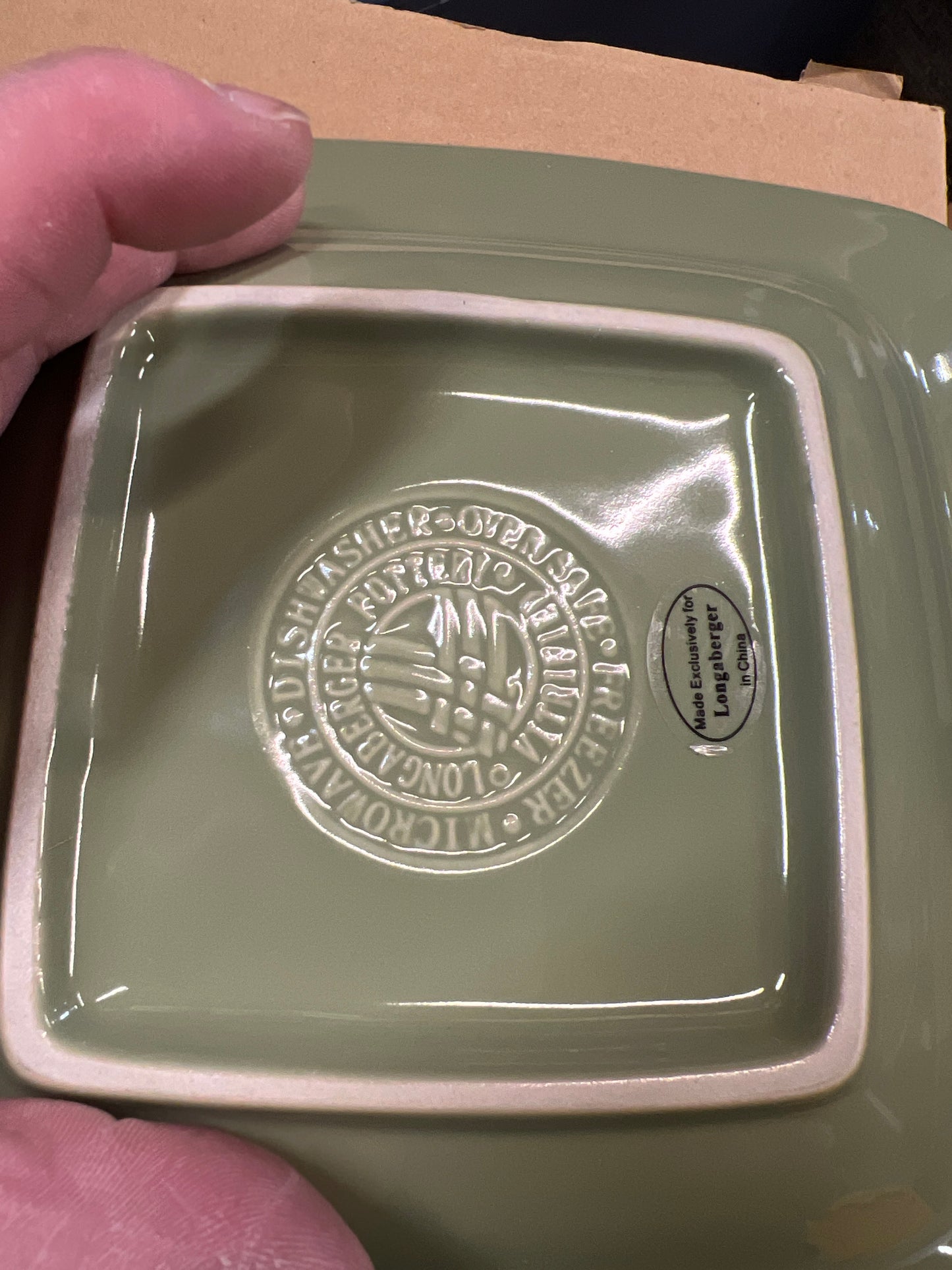 Longaberger soft square bread plate in sage