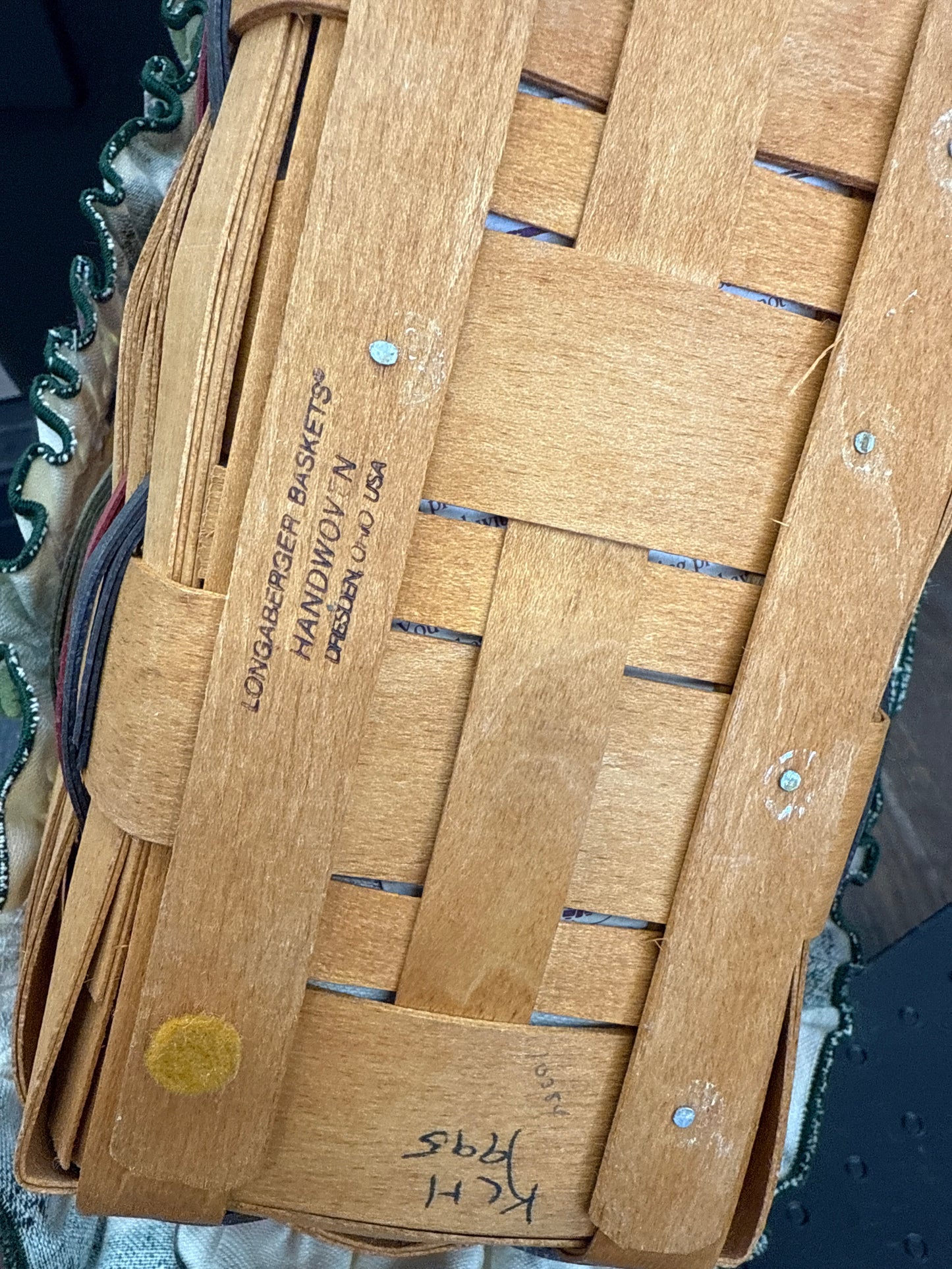 Longaberger medium sleigh/vegetable basket with liner and protector