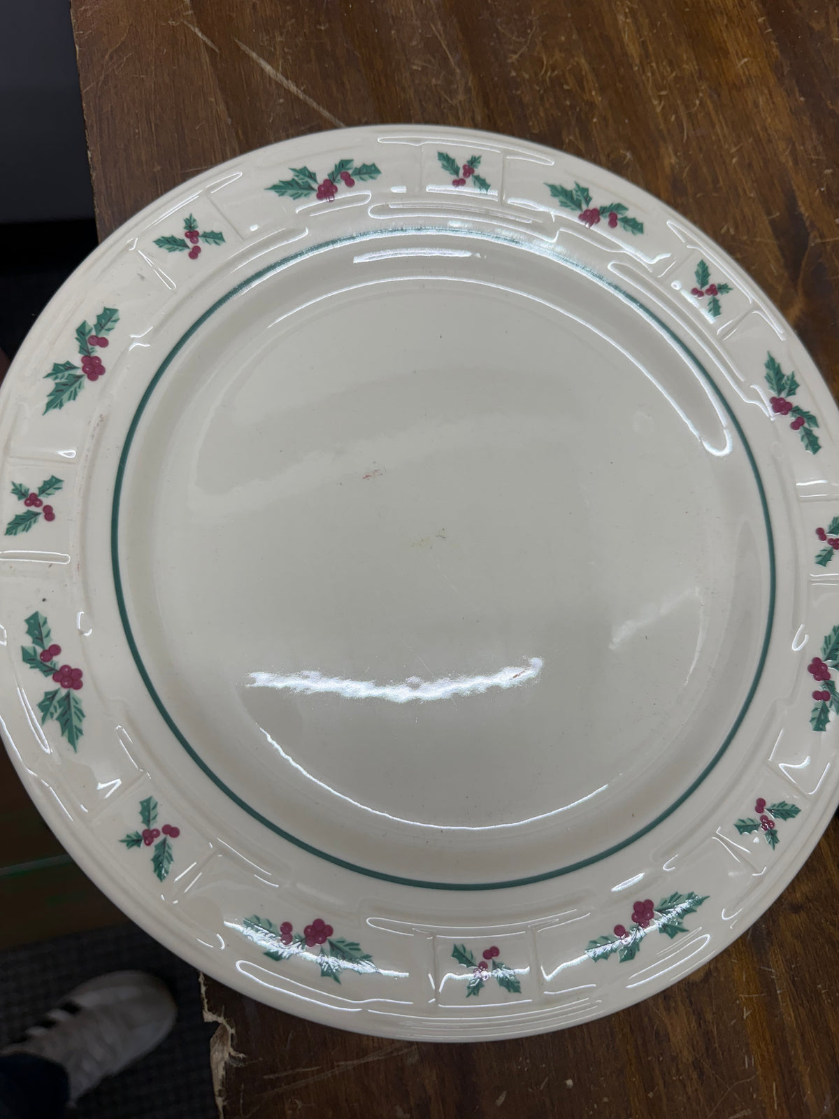 Longaberger Holly dinner plate with some markings as shown