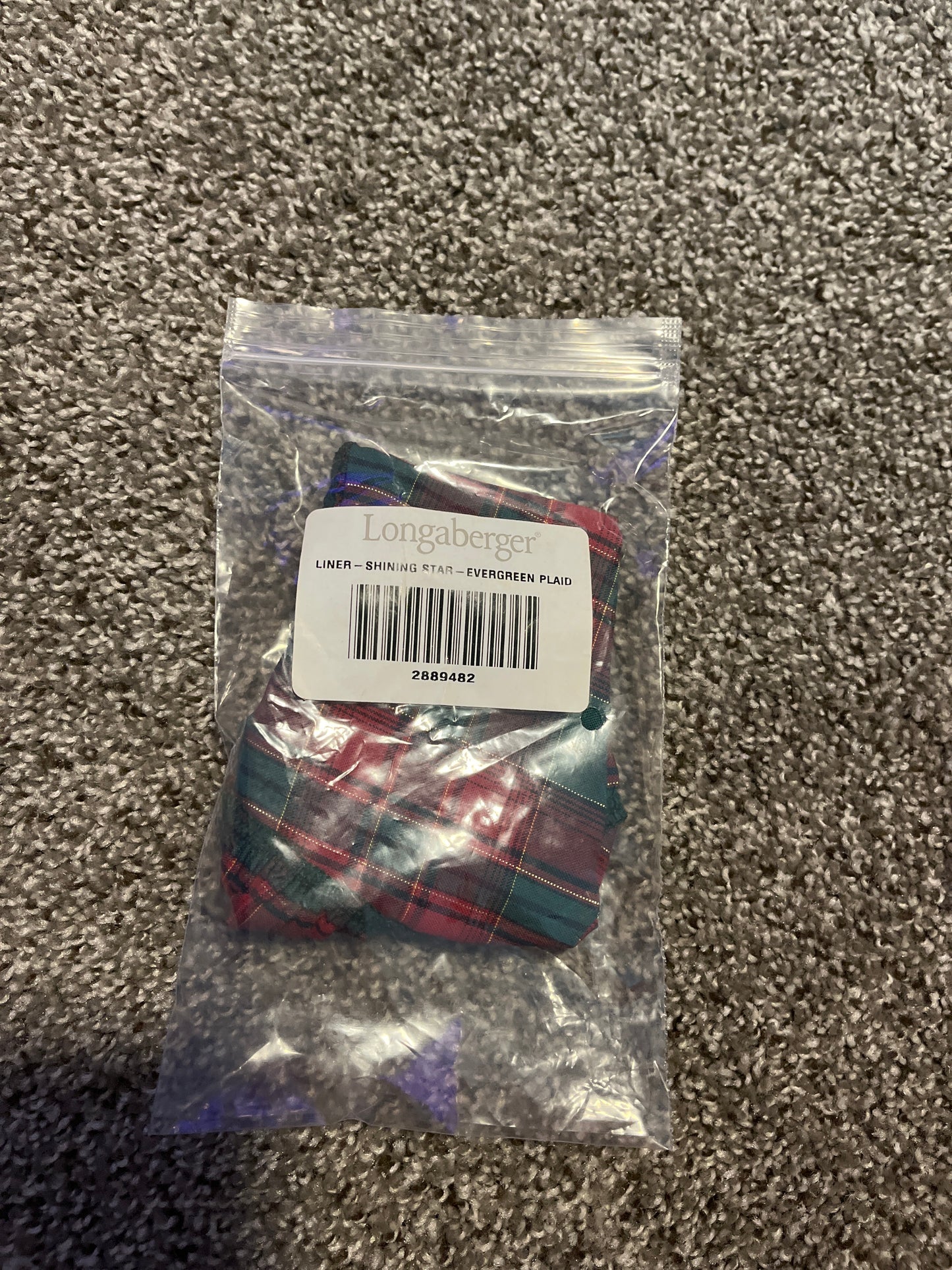 Longaberger Liner - Shining Star Evergreen Plaid