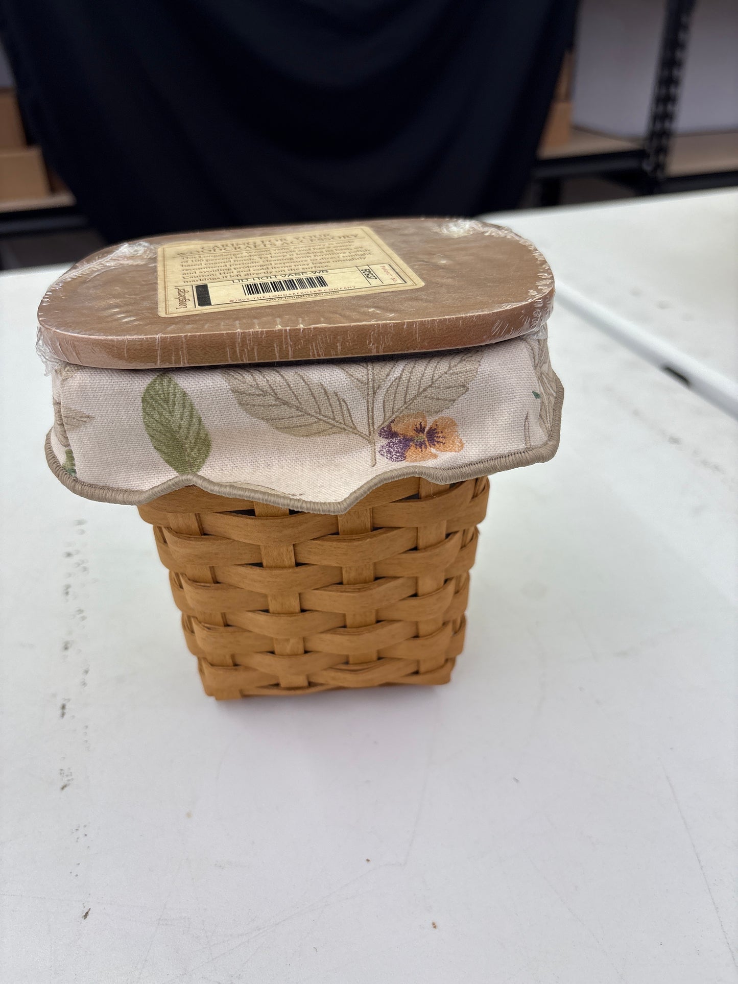 Longaberger 2004 Horizon of Hope basket with liner, protector and lid in warm brown