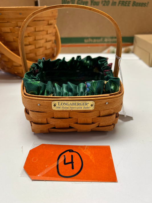 Longaberger 1996 hostess appreciation basket with liner & protector