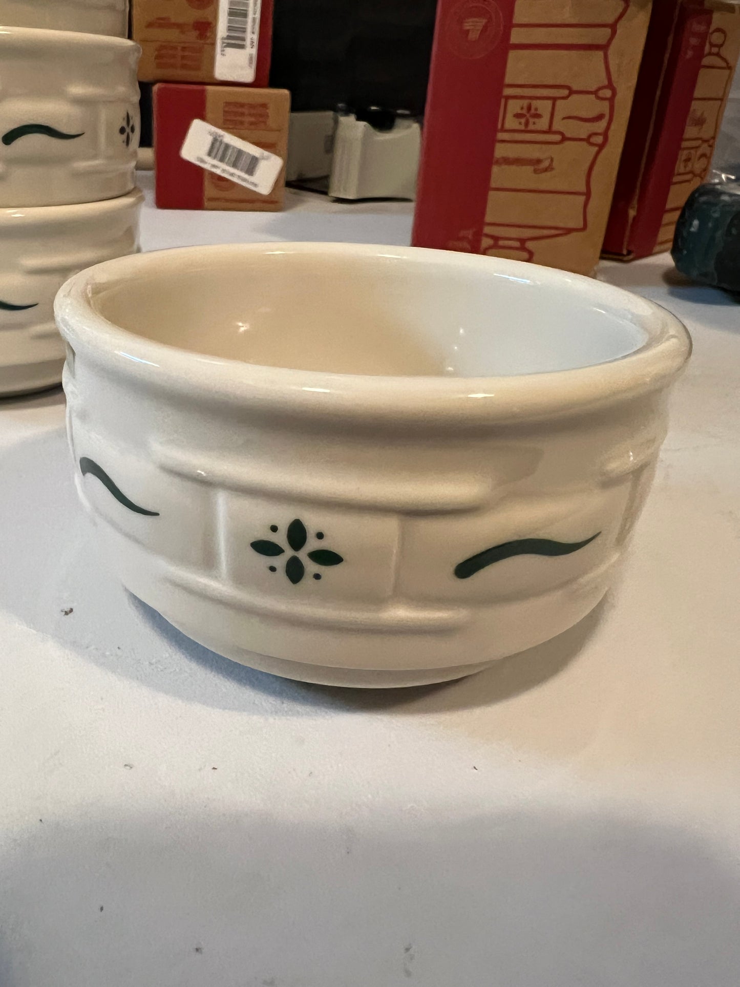 Longaberger custard bowls in heritage green