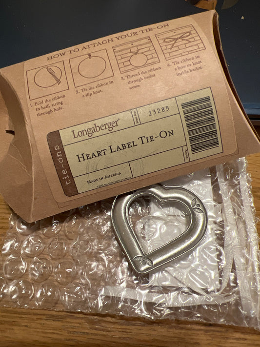 Longaberger heart label tie on