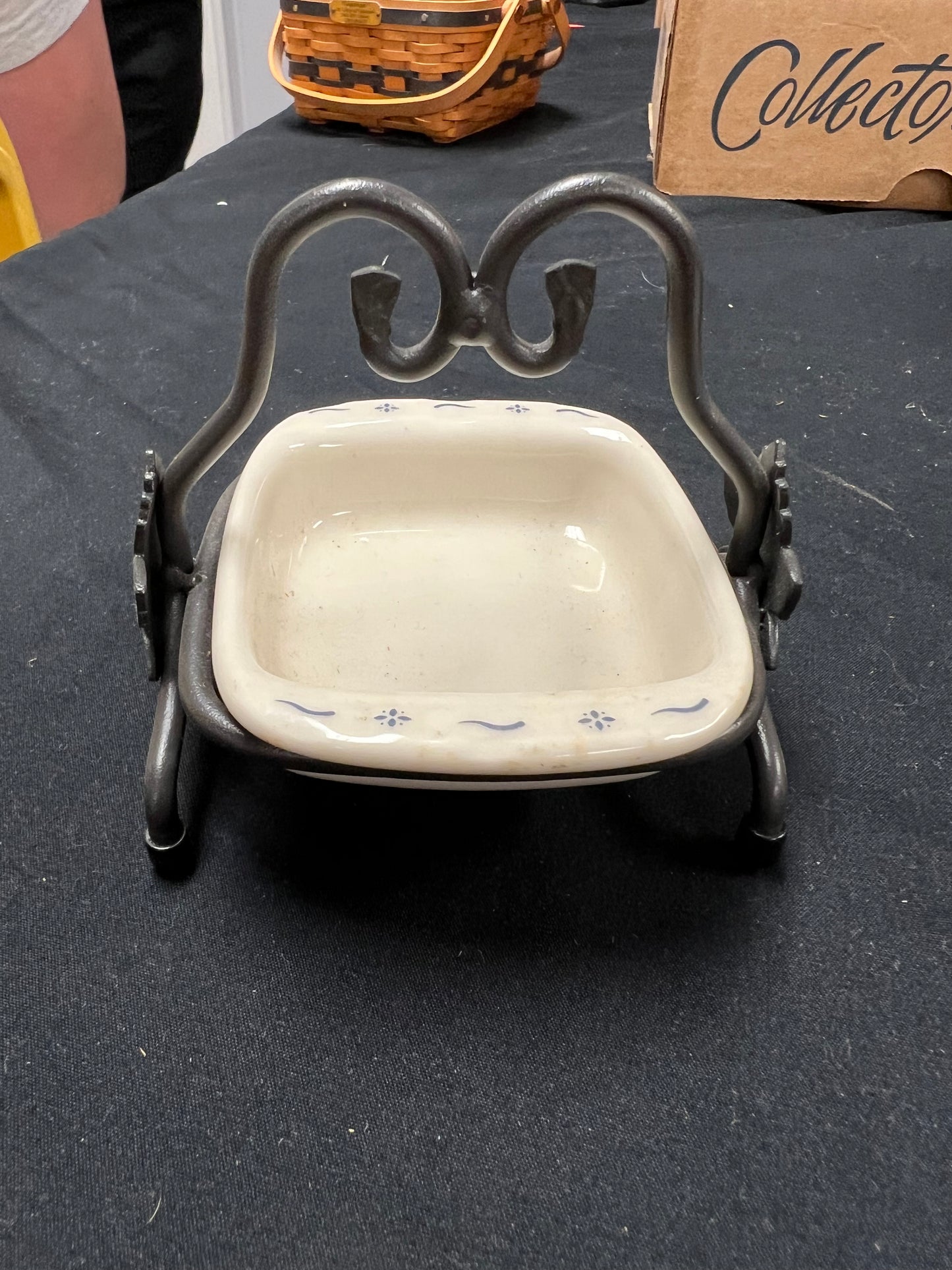 Longaberger Miniature 8x8 Dish with Wrought Iron Stand