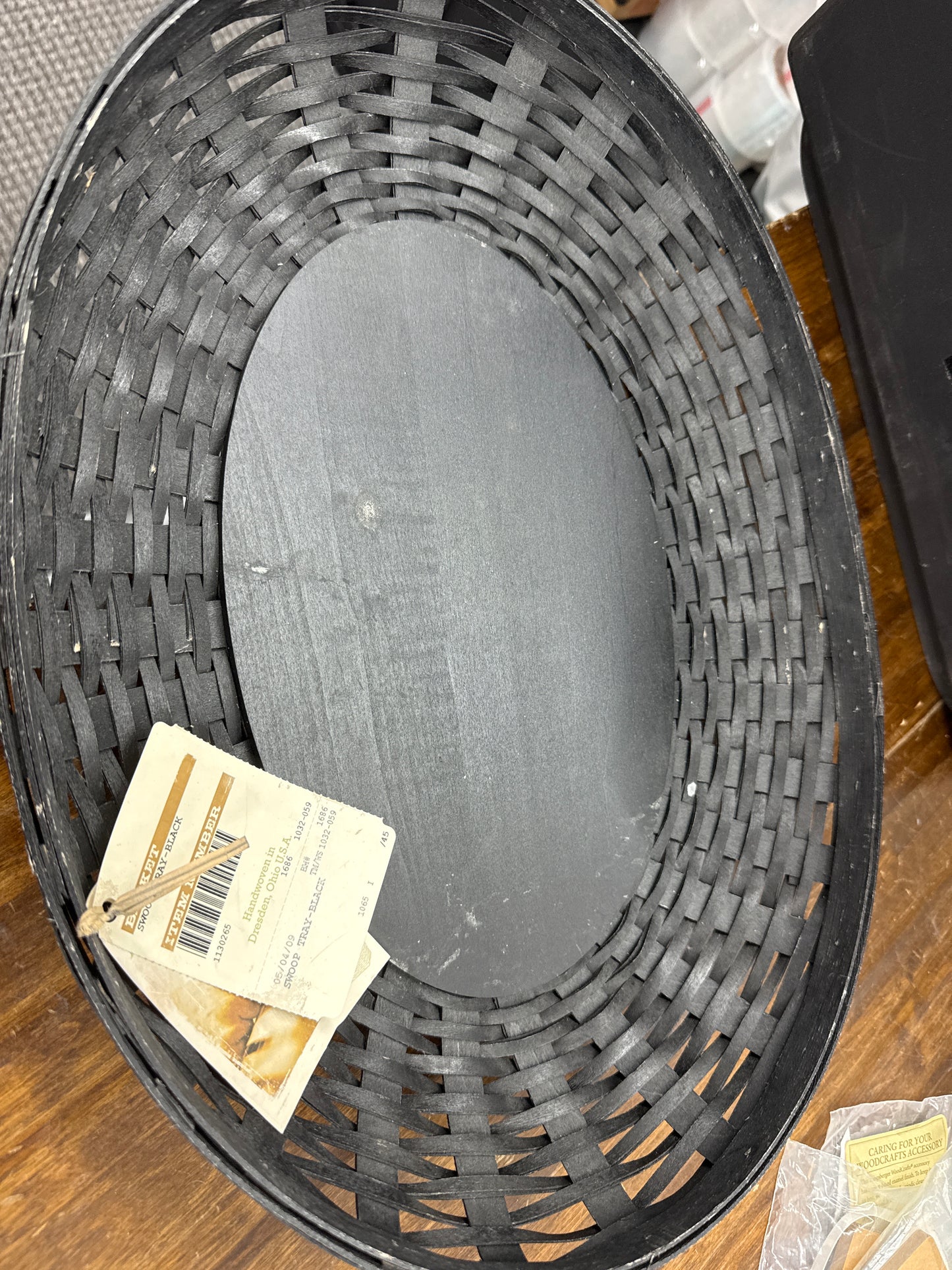 Longaberger black swoop tray