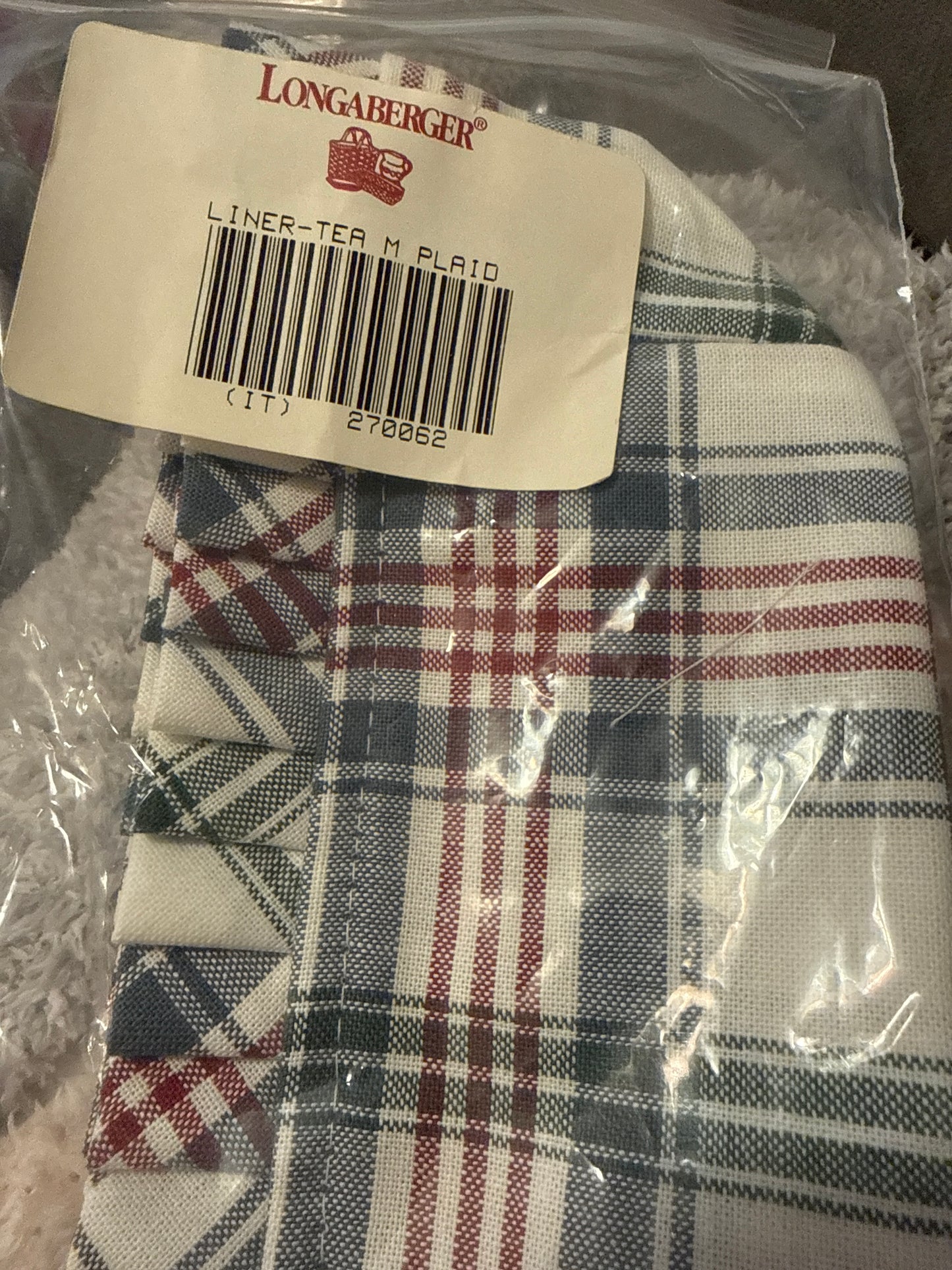 Longaberger tea liner in market day plaid
