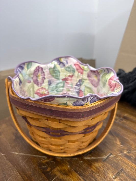 Longaberger morning glory basket with liner and protector