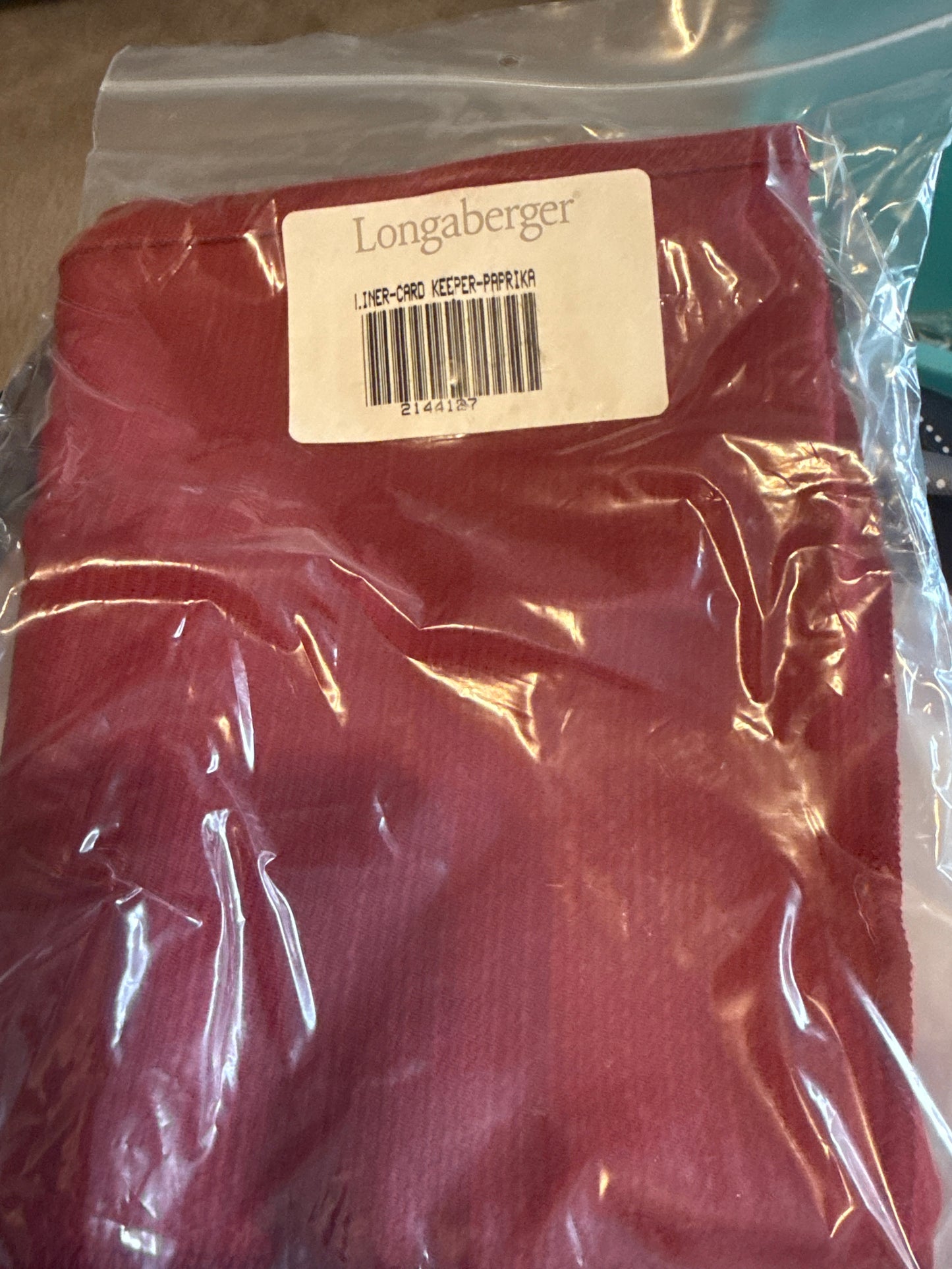 Longaberger card keeper liner in paprika