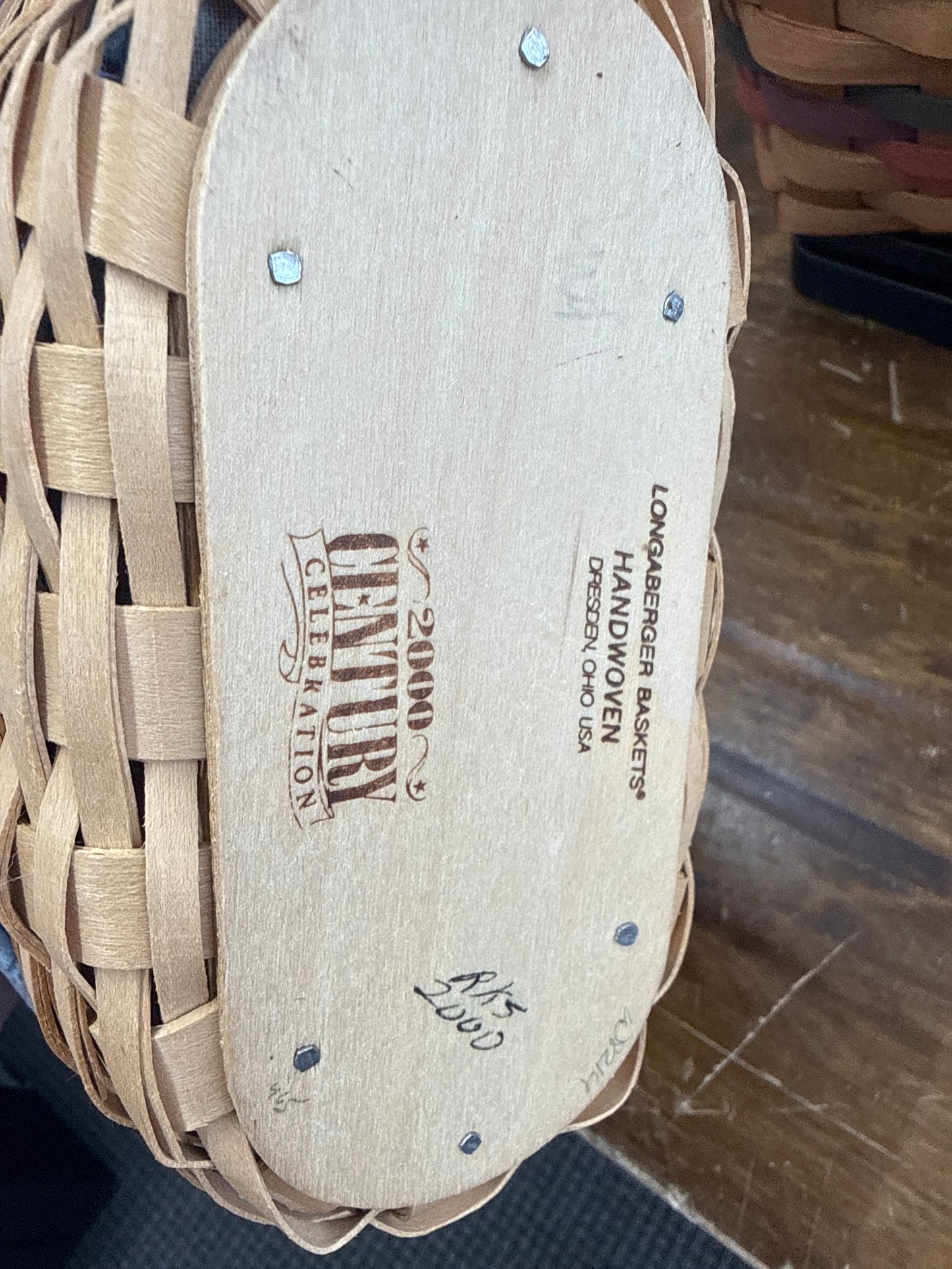 Longaberger century celebration hostess appreciation basket with lid, liner, protector, and tie on