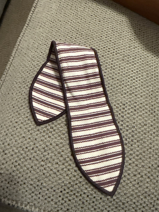 Handle tie in purple ticking