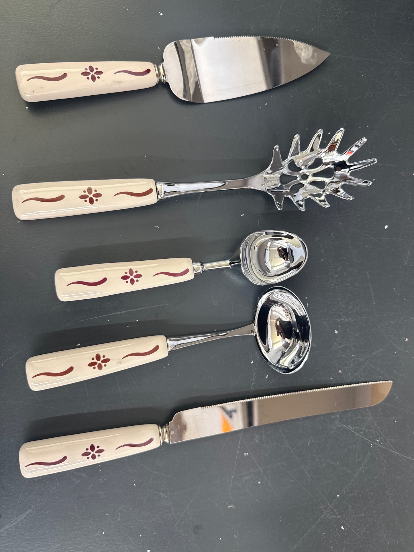 Longaberger set of traditional red utensils