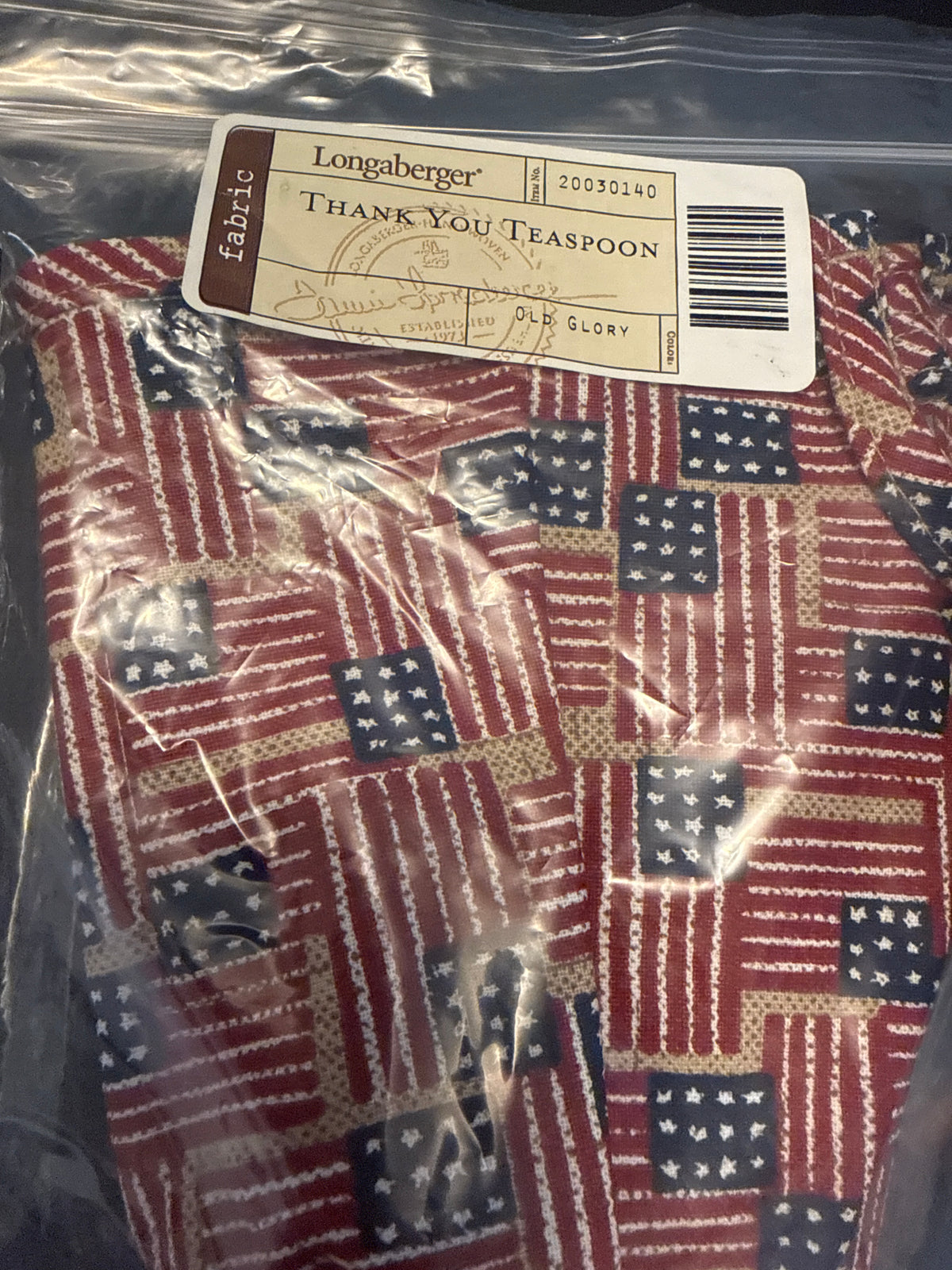 Longaberger thank you teaspoon liner in old glory