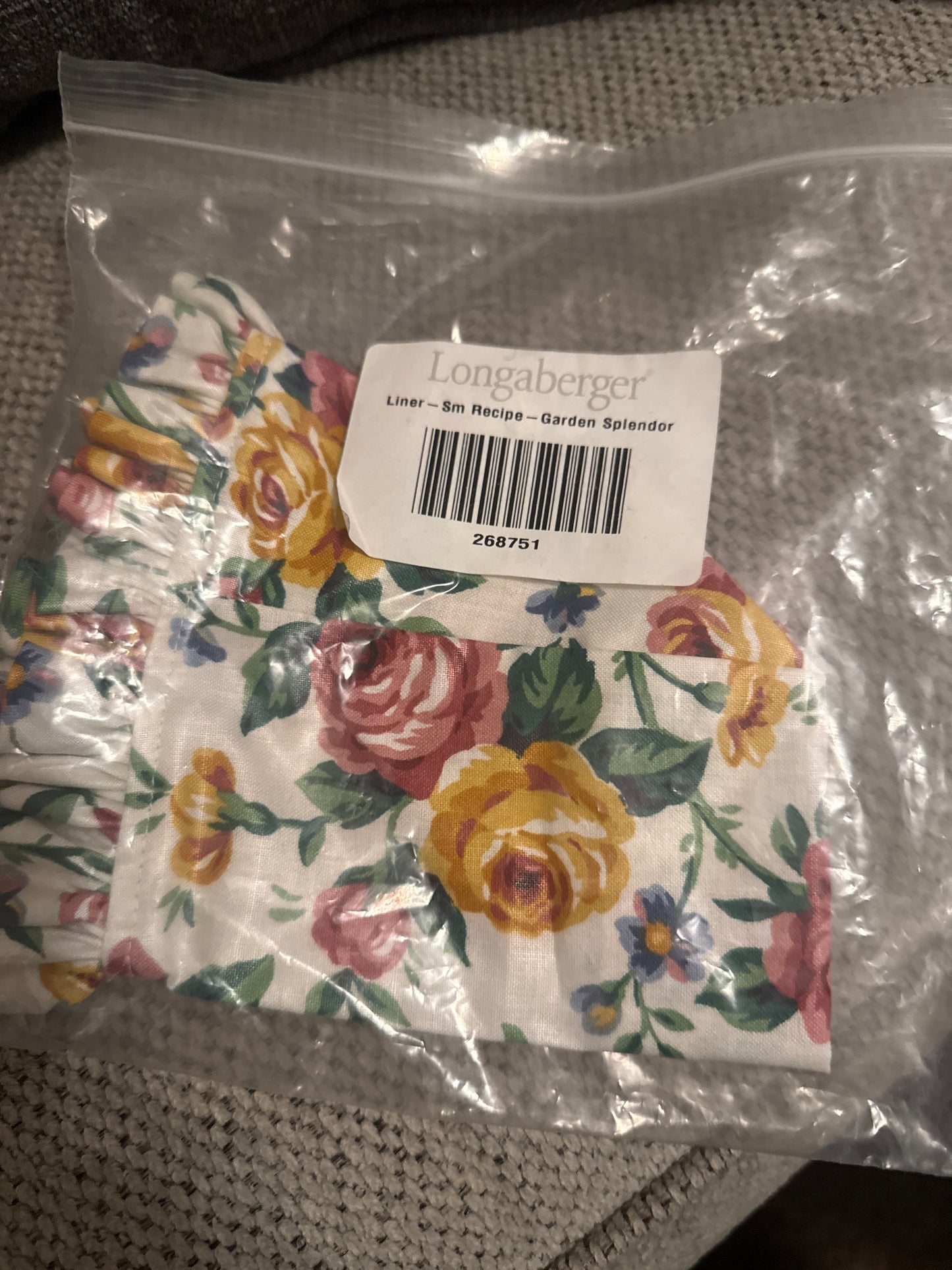 Longaberger small recipe liner in garden splendor