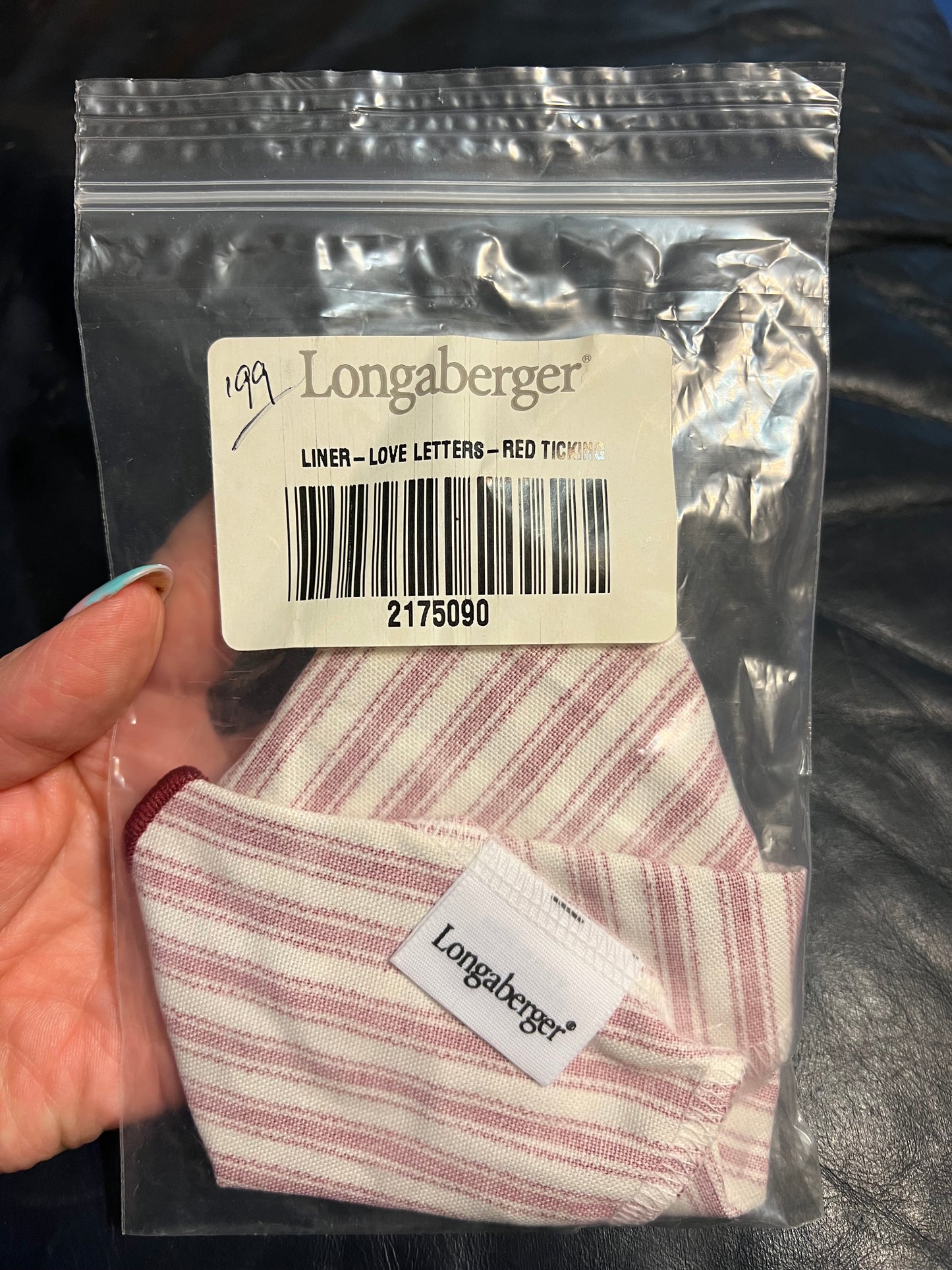 Longaberger love letters liner in red ticking