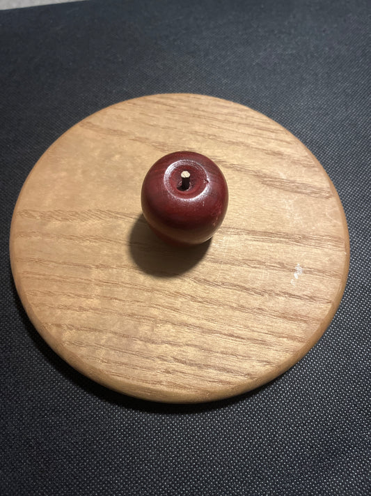 K.S Lanam 6.5” round wooden lid - apple knob