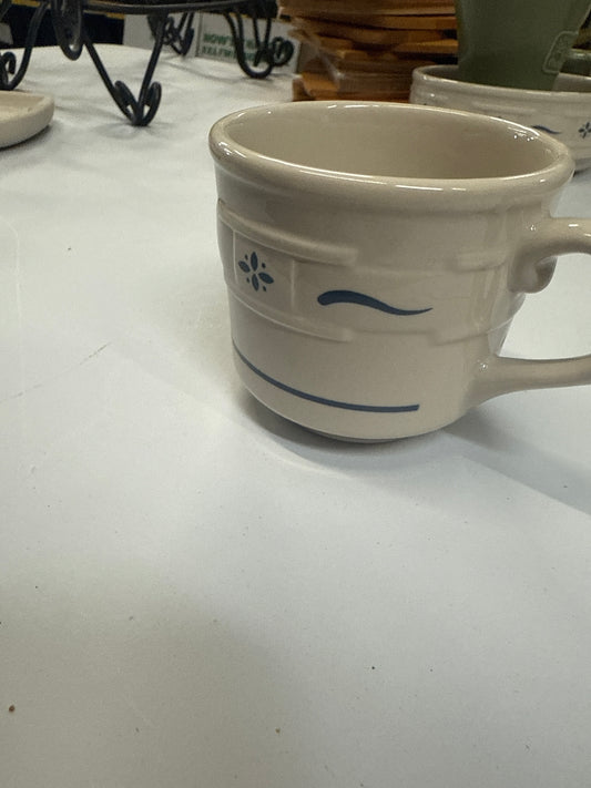Longaberger tea cup in traditional blue