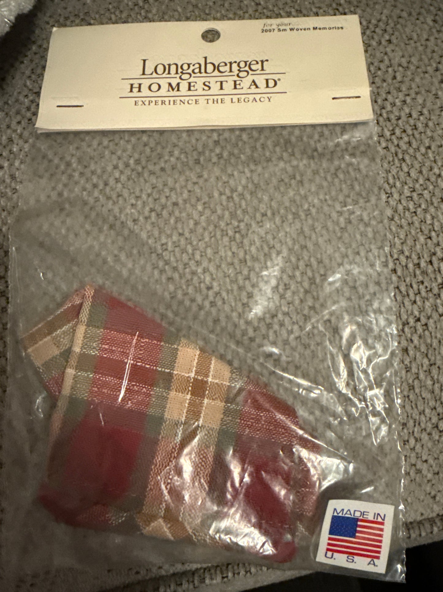 Longaberger 2007 small woven memories liner in orchard park plaid