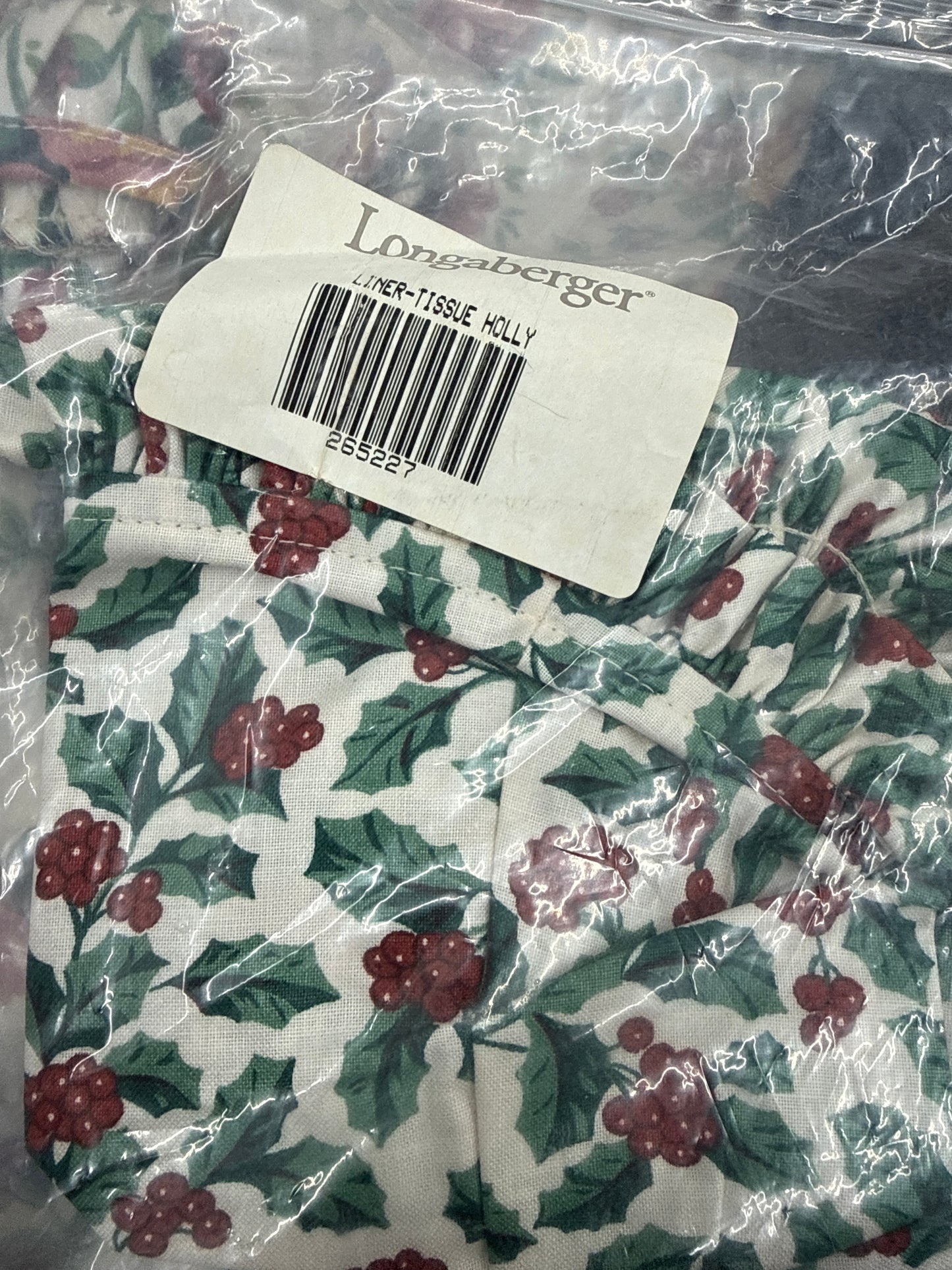 Longaberger tissue liner in traditional holly