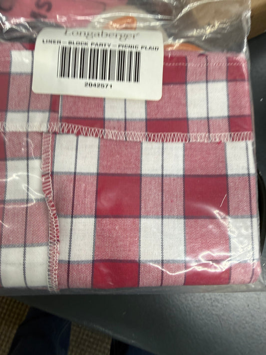Longaberger block party liner in picnic plaid