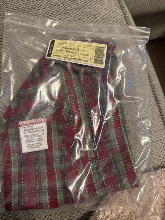 Longaberger 2009 holiday hostess large snowflake cookie liner in holiday plaid