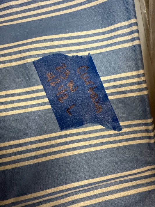 Longaberger blue sky stripe curtain 23x42 1/2