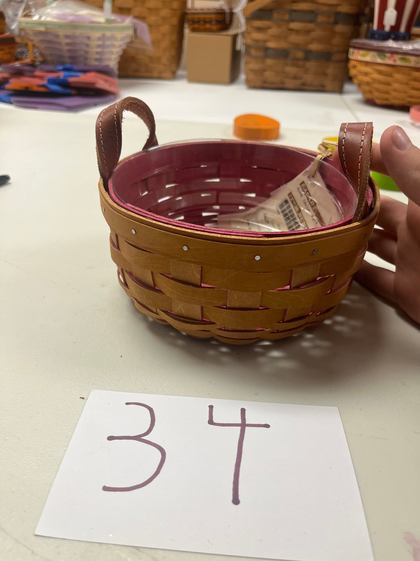 Longaberger horizon of hope pink inside button basket