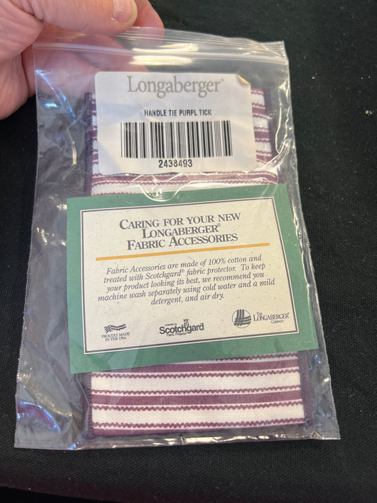 Longaberger handle tie in purple tick
