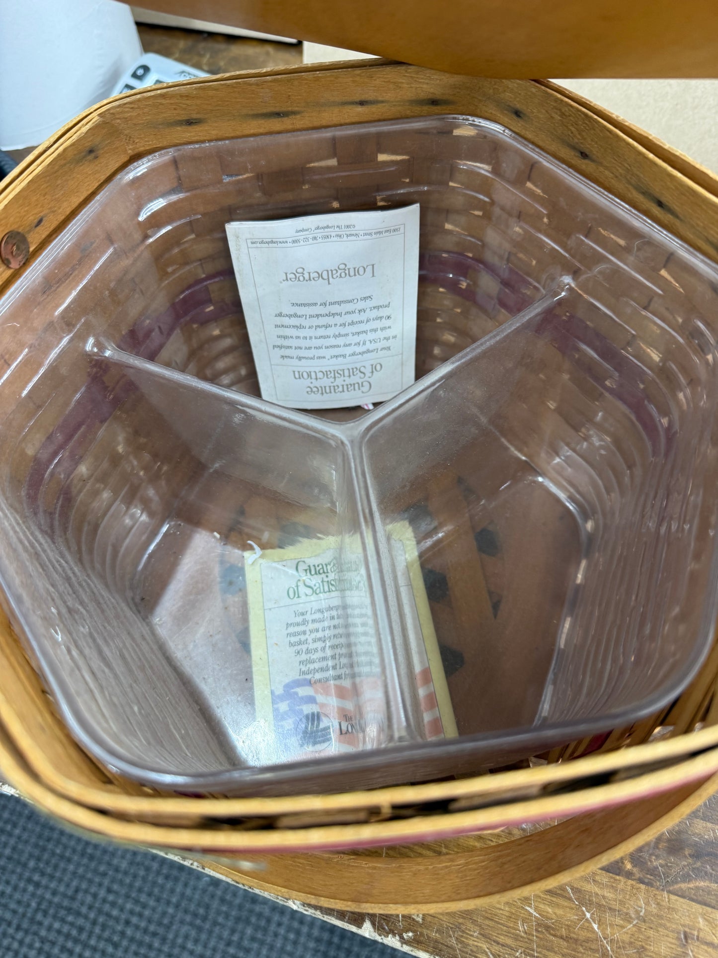 Longaberger snowflake basket with lid and protector