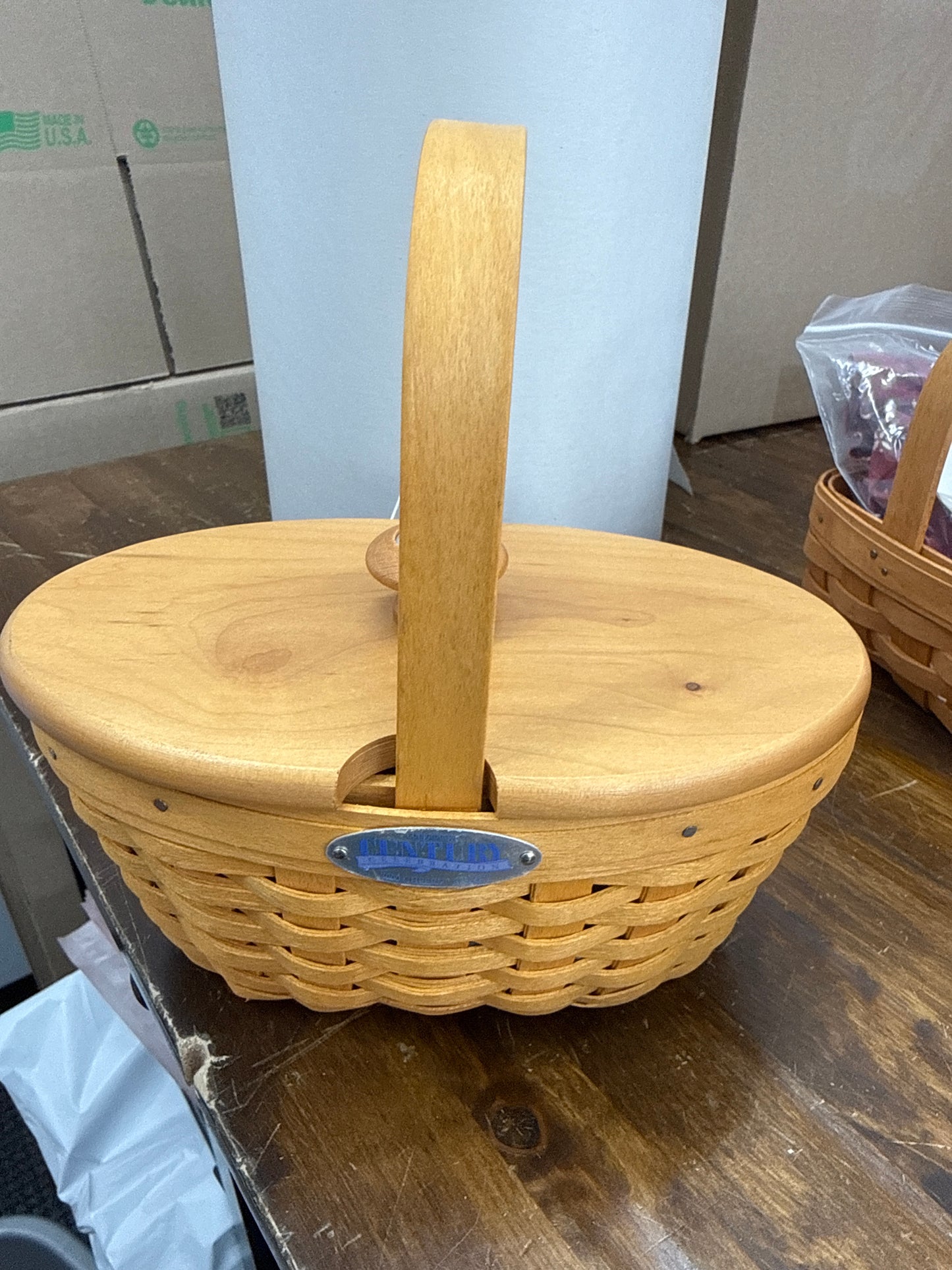 Longaberger cheers basket with lid and protector
