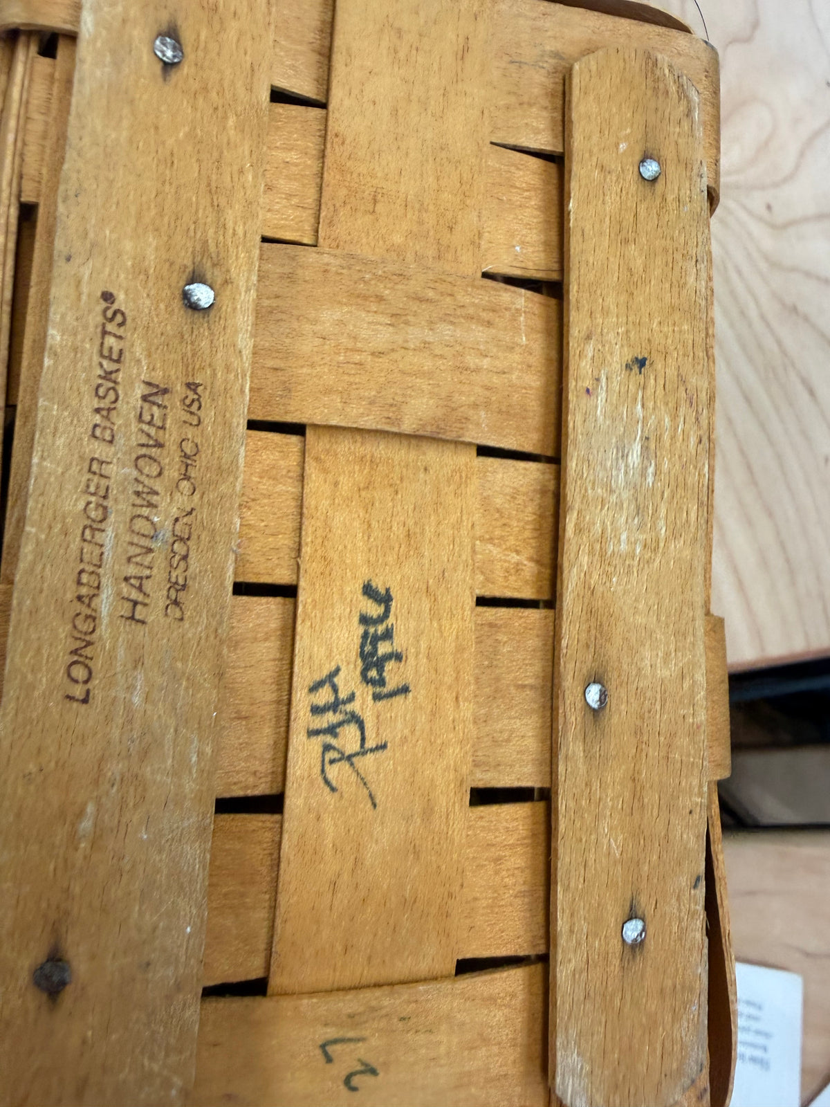 Longaberger kiddie purse basket (has some ink on the top of it as shown)