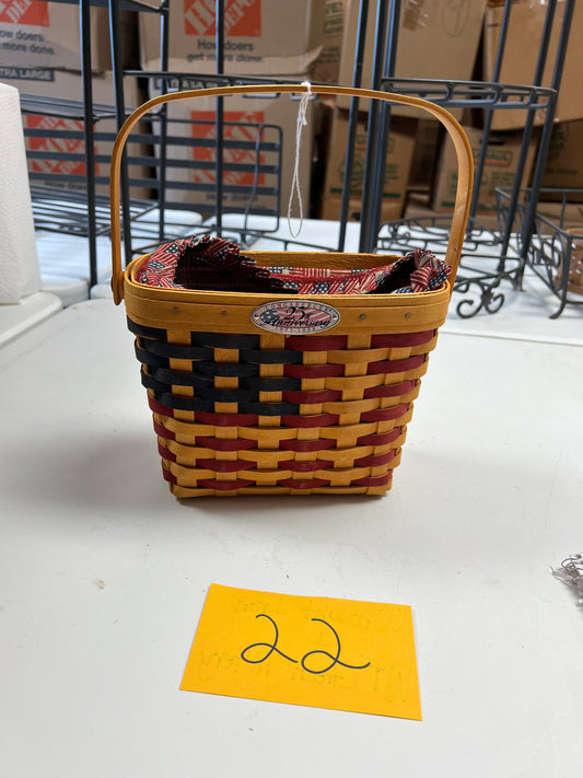 Longaberger signed 25th anniversary basket with liner & protector