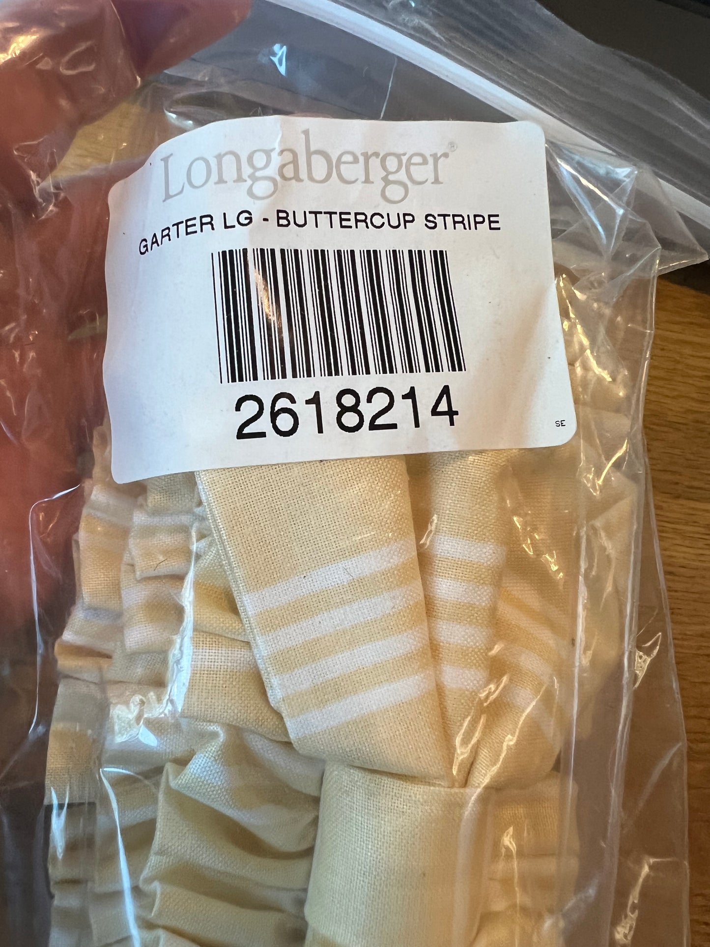 Longaberger large garter in buttercup stripe