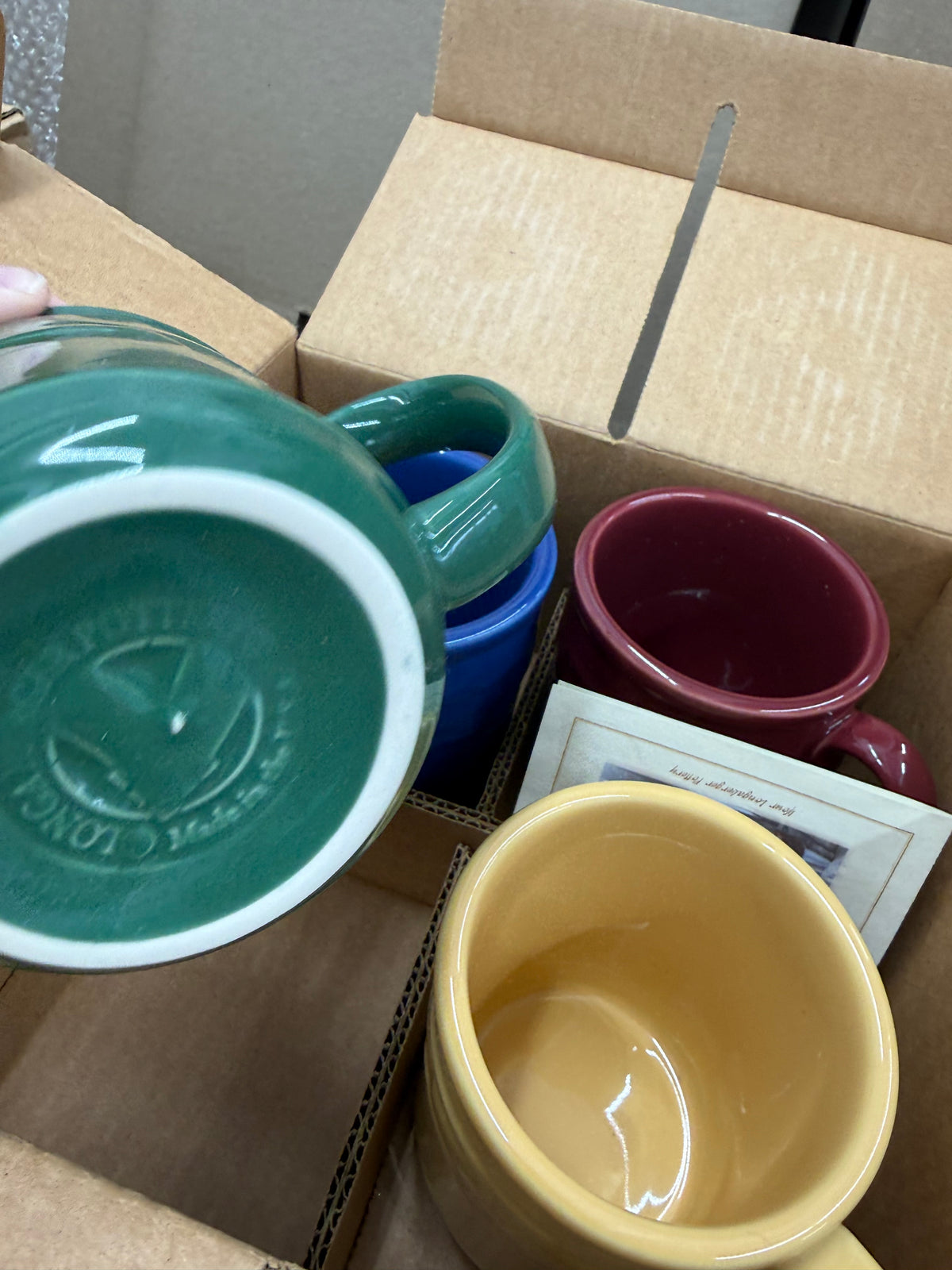 Longaberger set of 4 multi color coffee mugs