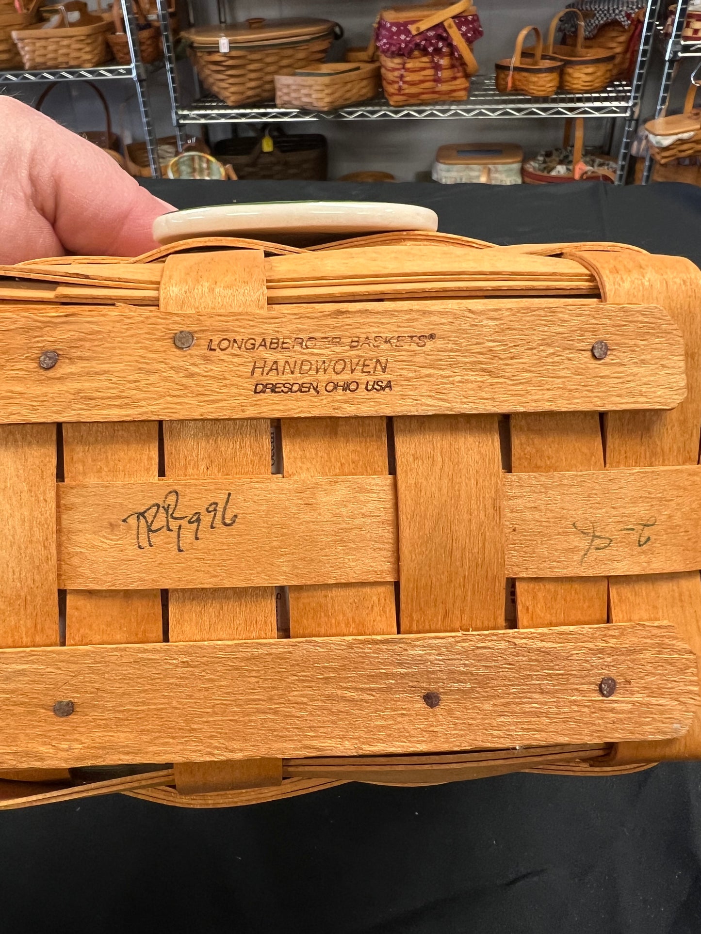 Longaberger tea basket with liner tie on & Protector