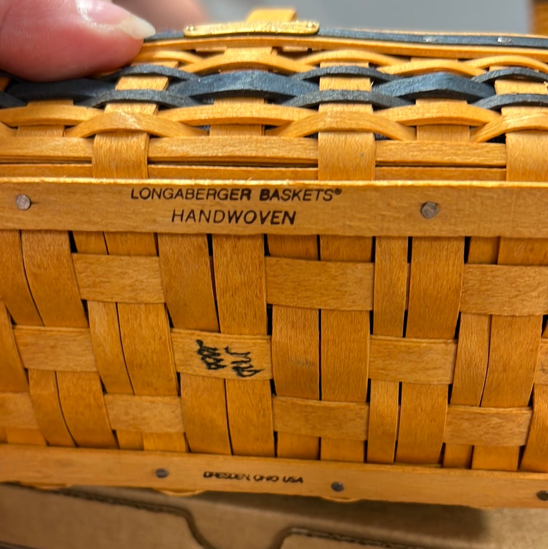 Longaberger mini JW gathering basket with liner and protector