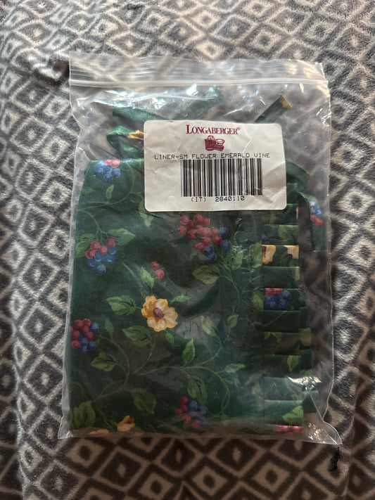 Longaberger Small Flower Pot Liner in Emerald Vine
