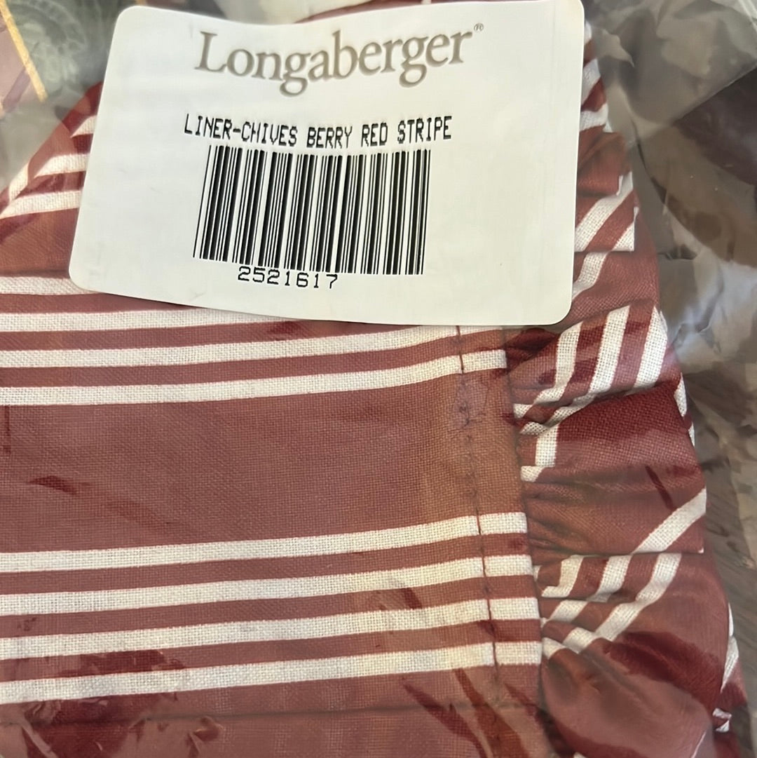 Longaberger chives liner in berry red stripe