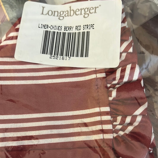 Longaberger chives liner in berry red stripe