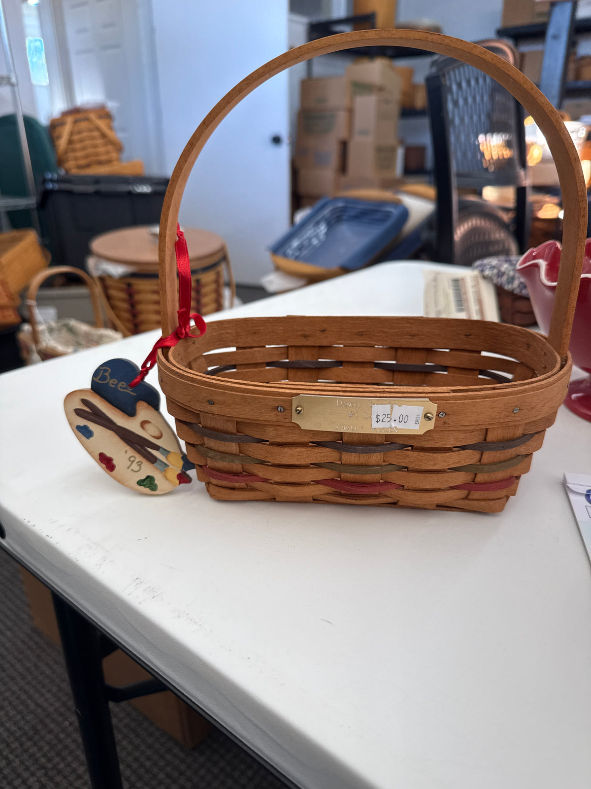 Longaberger awards basket with tie on