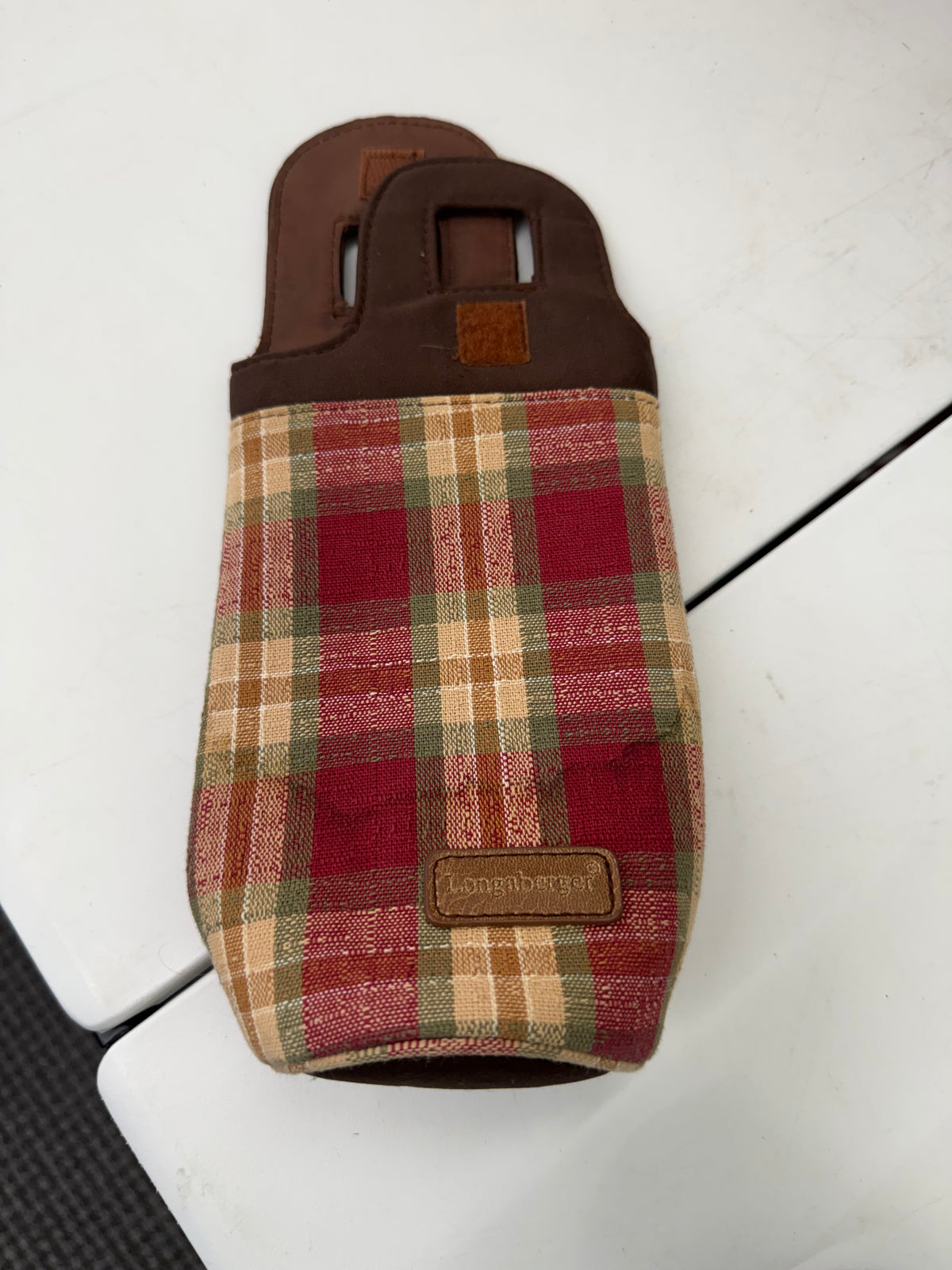 Longaberger water bottle holder in orchard park plaid